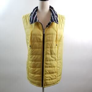 Christopher & Banks Blue Yellow Reversible Light Puffer Vest New! XL